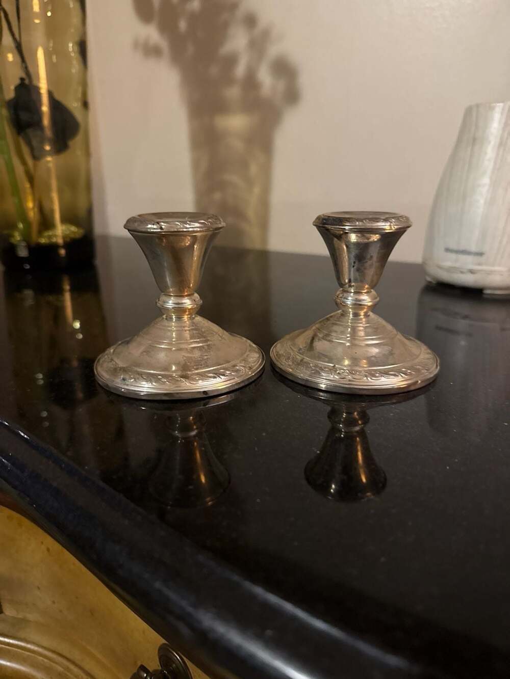 Vintage Amston Sterling Silver Weighted Candlesticks Pair No. 540